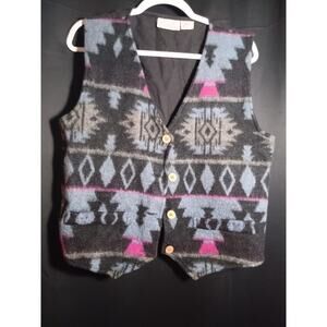 VTG Urban Oasis Aztec Print Wool Blend Vest Men’s Size Large Boho Streetwear